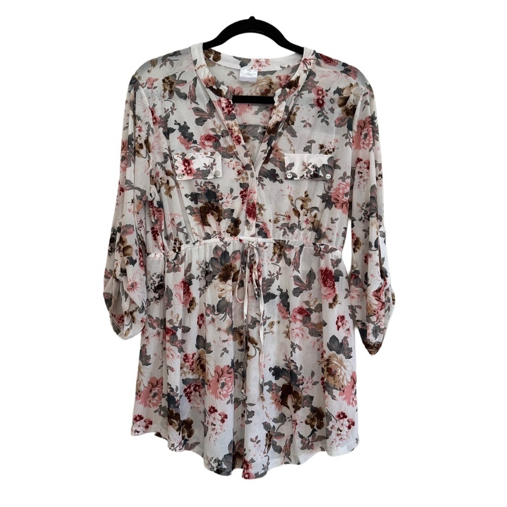 Floral Fairy Sheer Babydoll Blouse Size XL